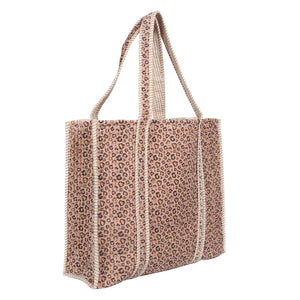 PARISIAN COOL Velvet Tote - Leopard Blush