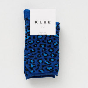 KLUE Glitter Lurex Socks in Leopard Night Blue