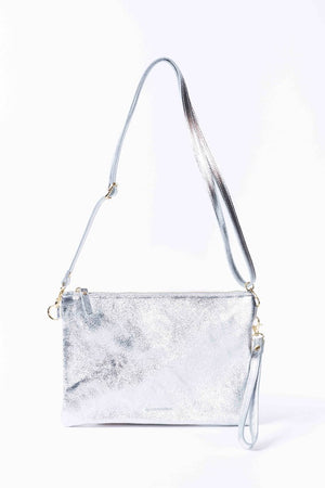 MAISON FANLI - Metallic Leather Crossbody/Clutch Bag SILVER