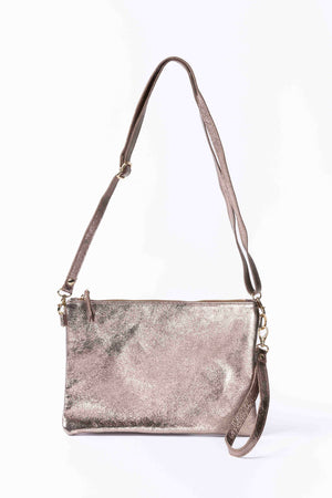 MAISON FANLI - Metallic Leather Crossbody/Clutch Bag CHAMPAGNE