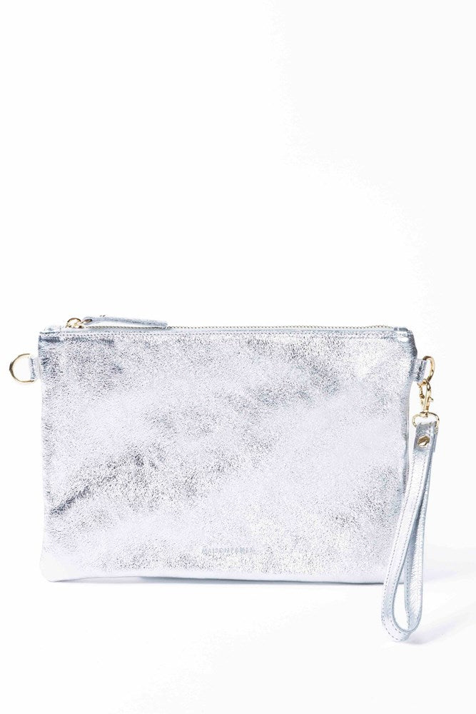 MAISON FANLI - Metallic Leather Crossbody/Clutch Bag SILVER