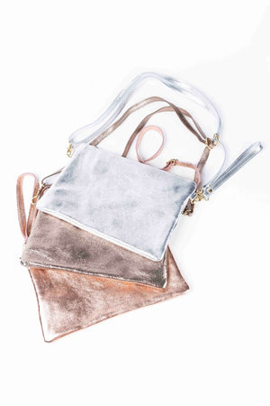 MAISON FANLI - Metallic Leather Crossbody/Clutch Bag SILVER