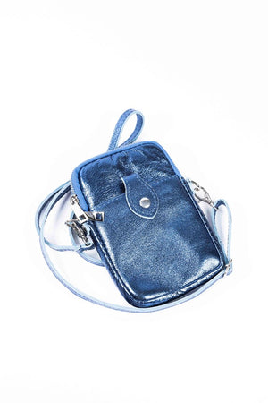 MAISON FANLI - Phone Pouch METALLIC BLUE JEANS