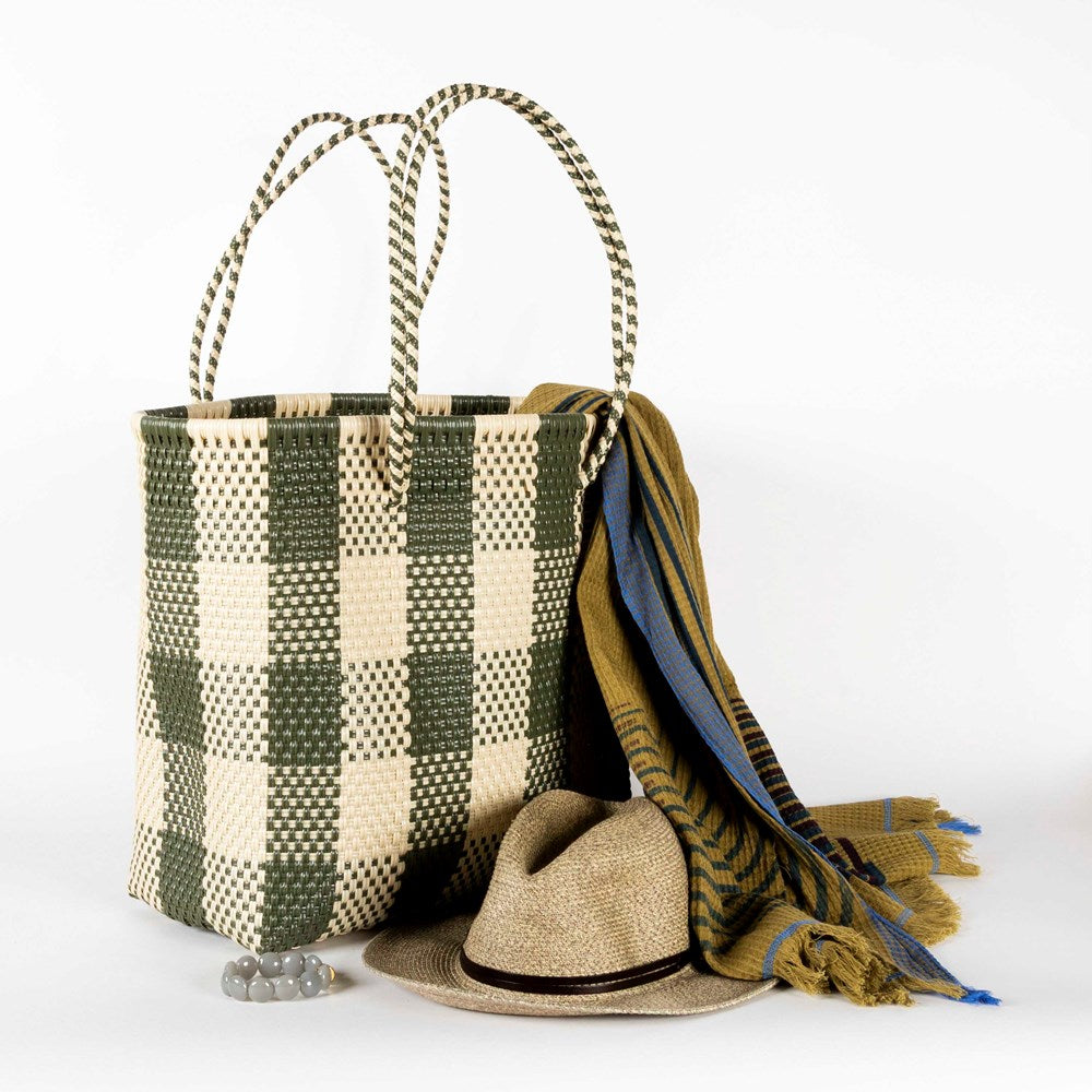 BAHIA BASKETS - GRAZIA Khaki Large Basket - Double Handle
