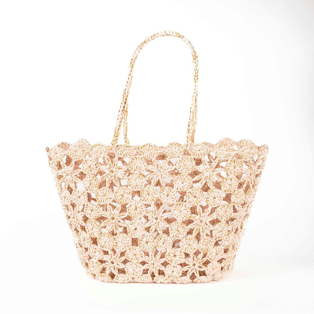 JANE Powder Pink Gold- Crochet Basket