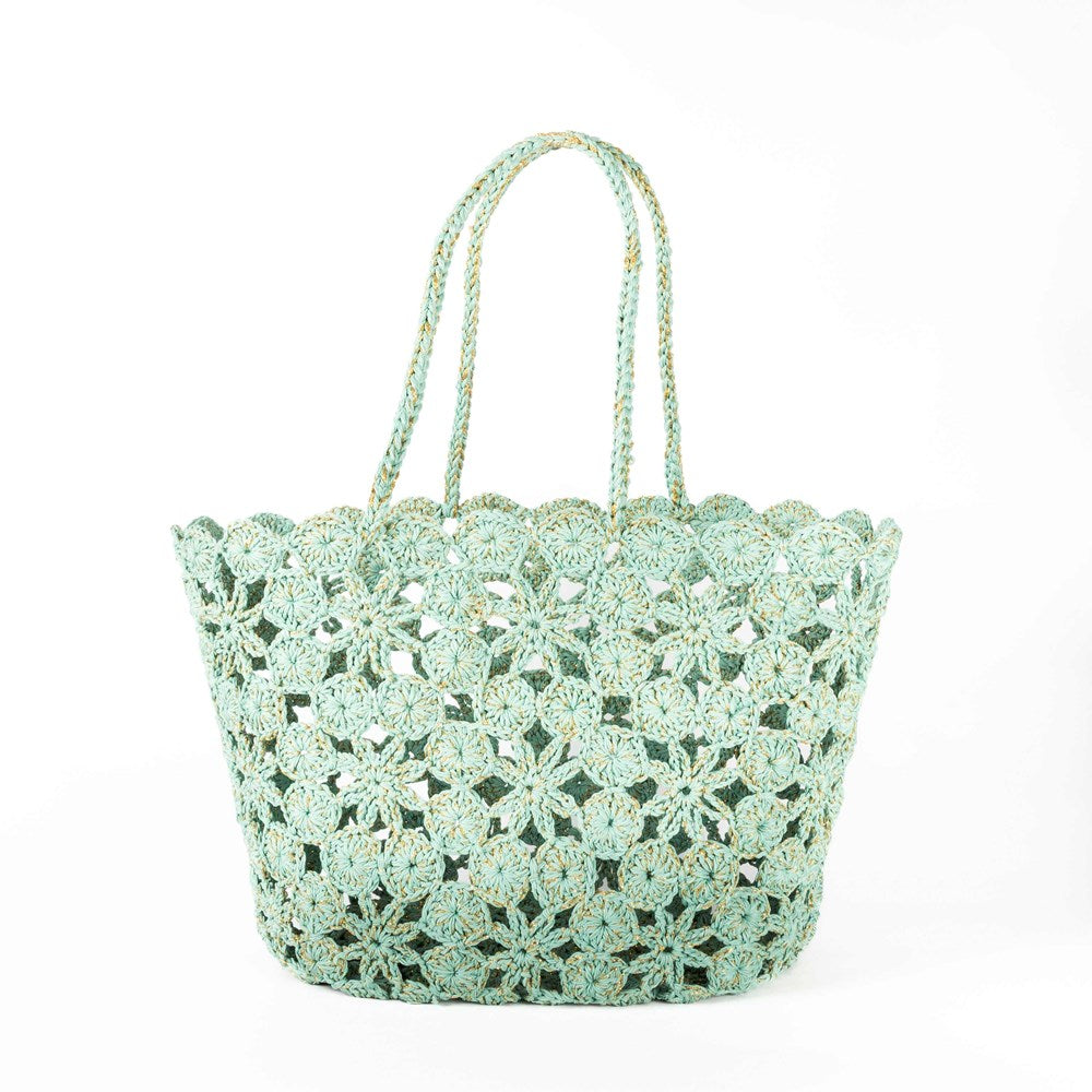 JANE Lagoon + Gold- Crochet Basket