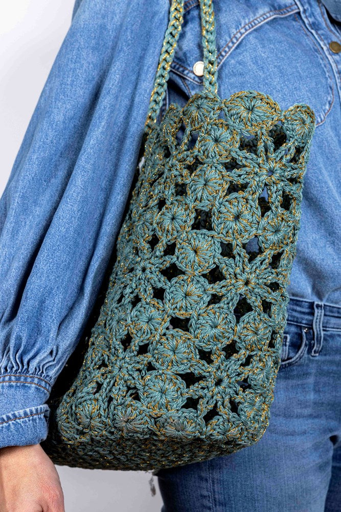 JANE Blue Gold - Crochet Basket