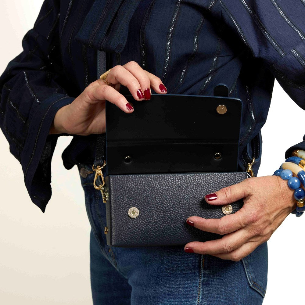 MAISON FANLI Margot Clutch Bag - Leather - Navy