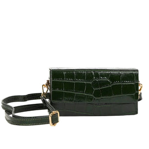 Margot croc-embossed leather clutch in Khaki by Maison Fanli Paris with removable leather strap and gold-toned hardware