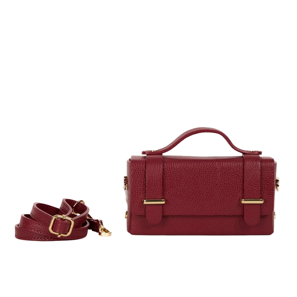 Maison Fanli Margot Red grained leather clutch bag with removable leather strap 