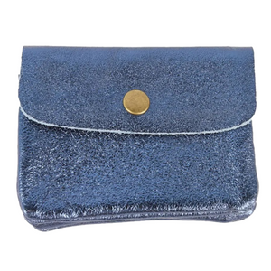 MAISON FANLI - Coin Purse Metallic Blue Jeans