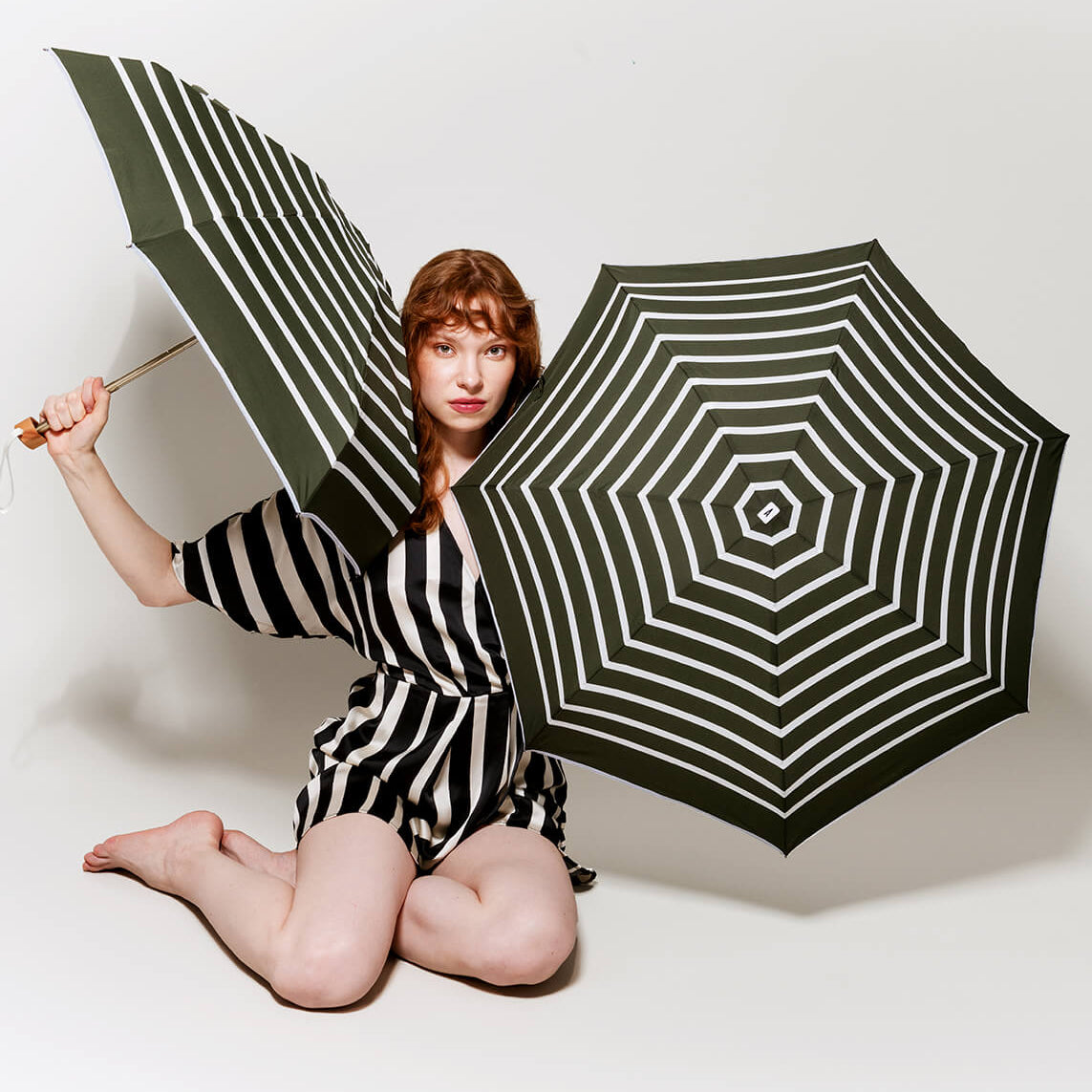 Mini umbrella Charles khaki stripes by Anatole