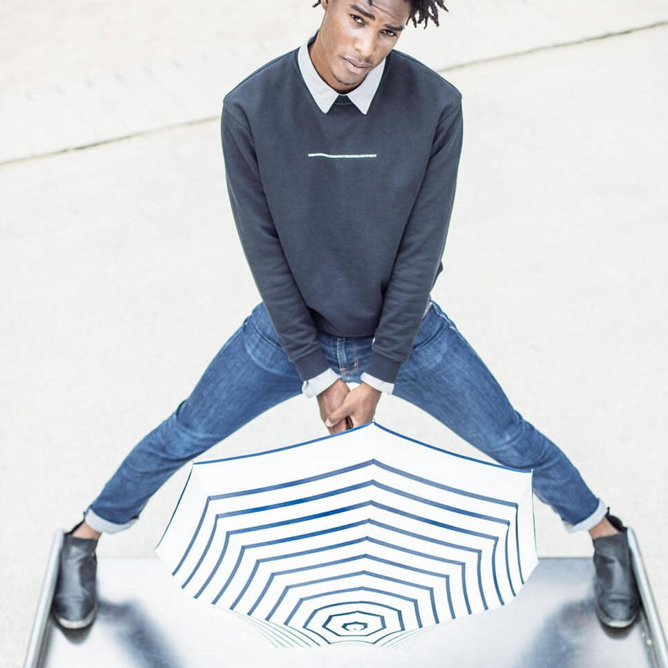 Mini umbrella Henri Blue stripes by Anatole