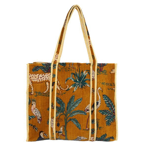 PARISIAN COOL Velvet Tote - Mustard Panther