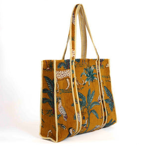 PARISIAN COOL Velvet Tote - Mustard Panther