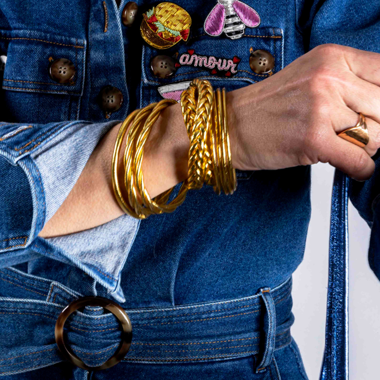 Buddhist Bangles Thick - Light Gold Bracelet
