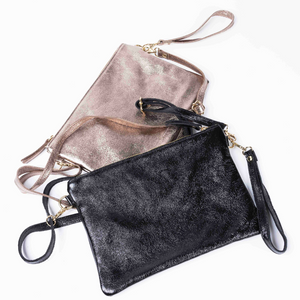 MAISON FANLI - Metallic Leather Crossbody/Clutch Bag CHAMPAGNE