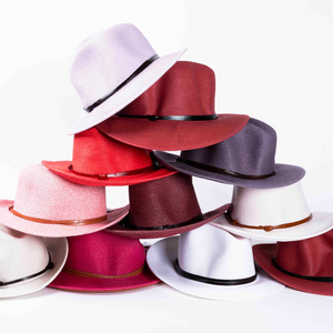 TRAVAUX EN COURS- Borsalino hat leather strap Red