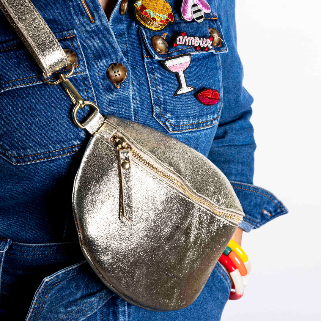 Gold bum bag shop