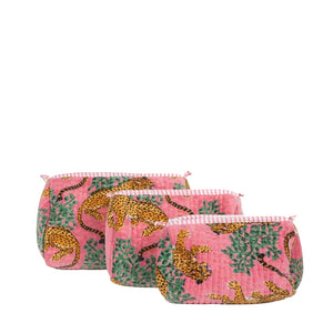 PARISIAN COOL Velvet Pouch - Set of 3- Rose Tiger