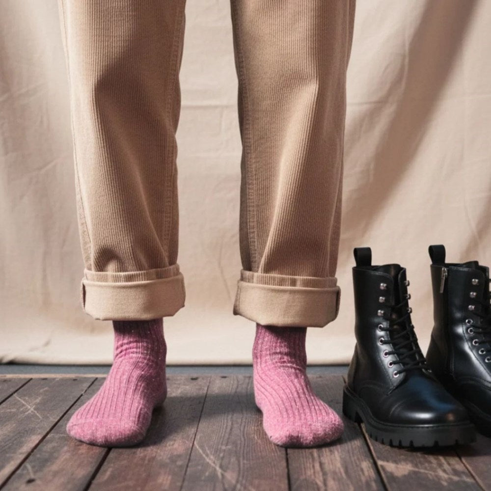 KLUE - SILK & WOOL DUST STAR SOCKS ROSEWOOD-|36-40