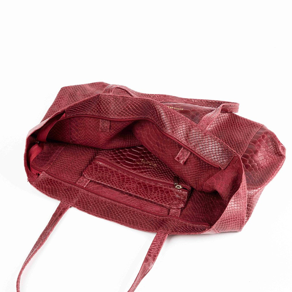 MAISON FANLI - SNAKE Tote Rectangular with zip Rouge