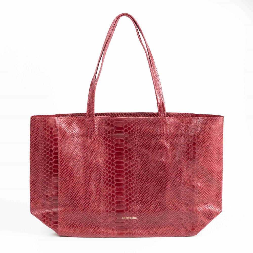MAISON FANLI - SNAKE Tote Rectangular with zip Rouge