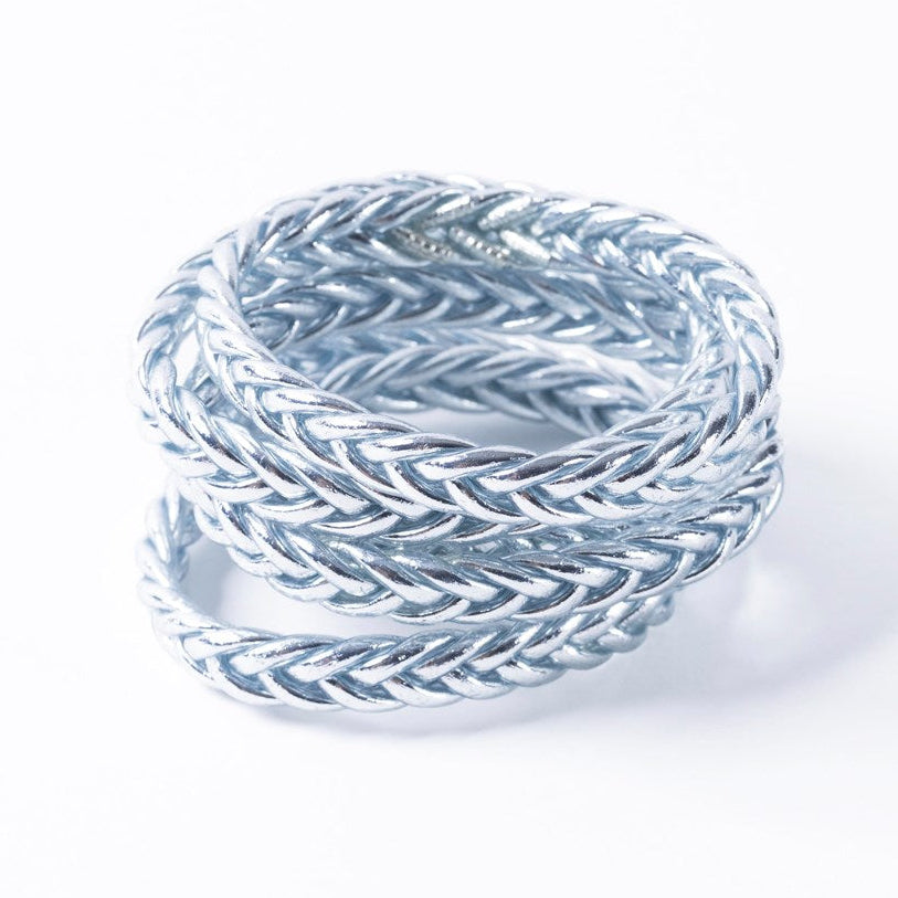 Buddhist Bangles Braid - Silver Bracelet