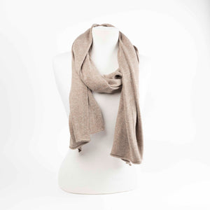 Maison Fanli LEA cashmere blend scarf in Beige, soft lightweight winter scarf on mannequin