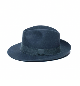 TRAVAUX EN COURS Felt Fedora Ribbon Hat  in Blue Jean colour