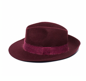 TRAVAUX EN COURS -Felt Fedora Hat Grenat Ribbon