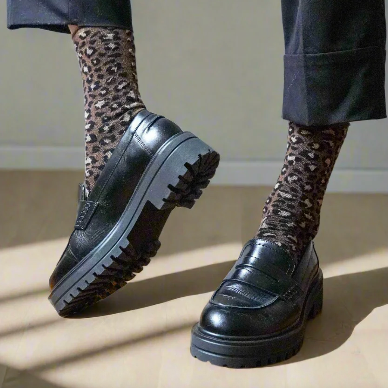 KLUE Glitter Lurex Socks | LEOPARD Brown