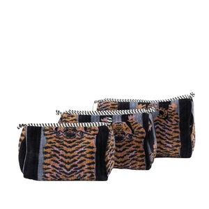 PARISIAN COOL Velvet Pouch - Set of 3 - Tiger Black Stripes