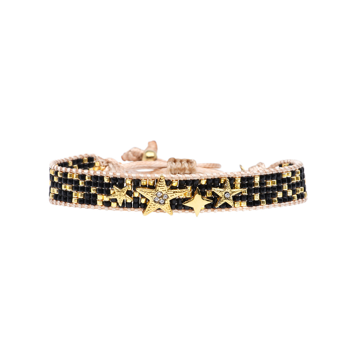 Miyuki bead bracelet in black tones with stars – Belle Mais Pas Que