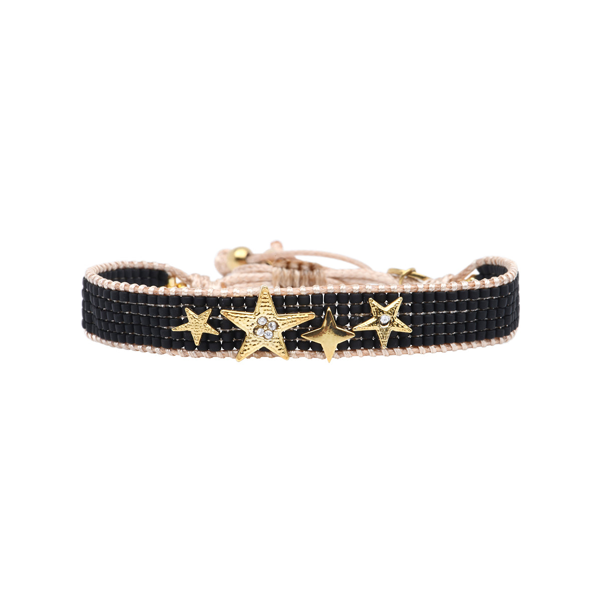 Miyuki bead bracelet in black tones with stars – Belle Mais Pas Que