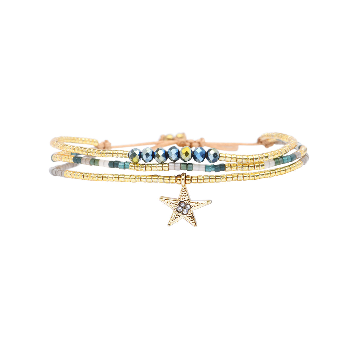 Miyuki bead bracelet in emerald green tones with stars – Belle Mais Pas Que