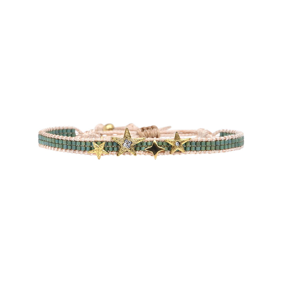 Miyuki bead bracelet in emerald green tones with stars – Belle Mais Pas Que