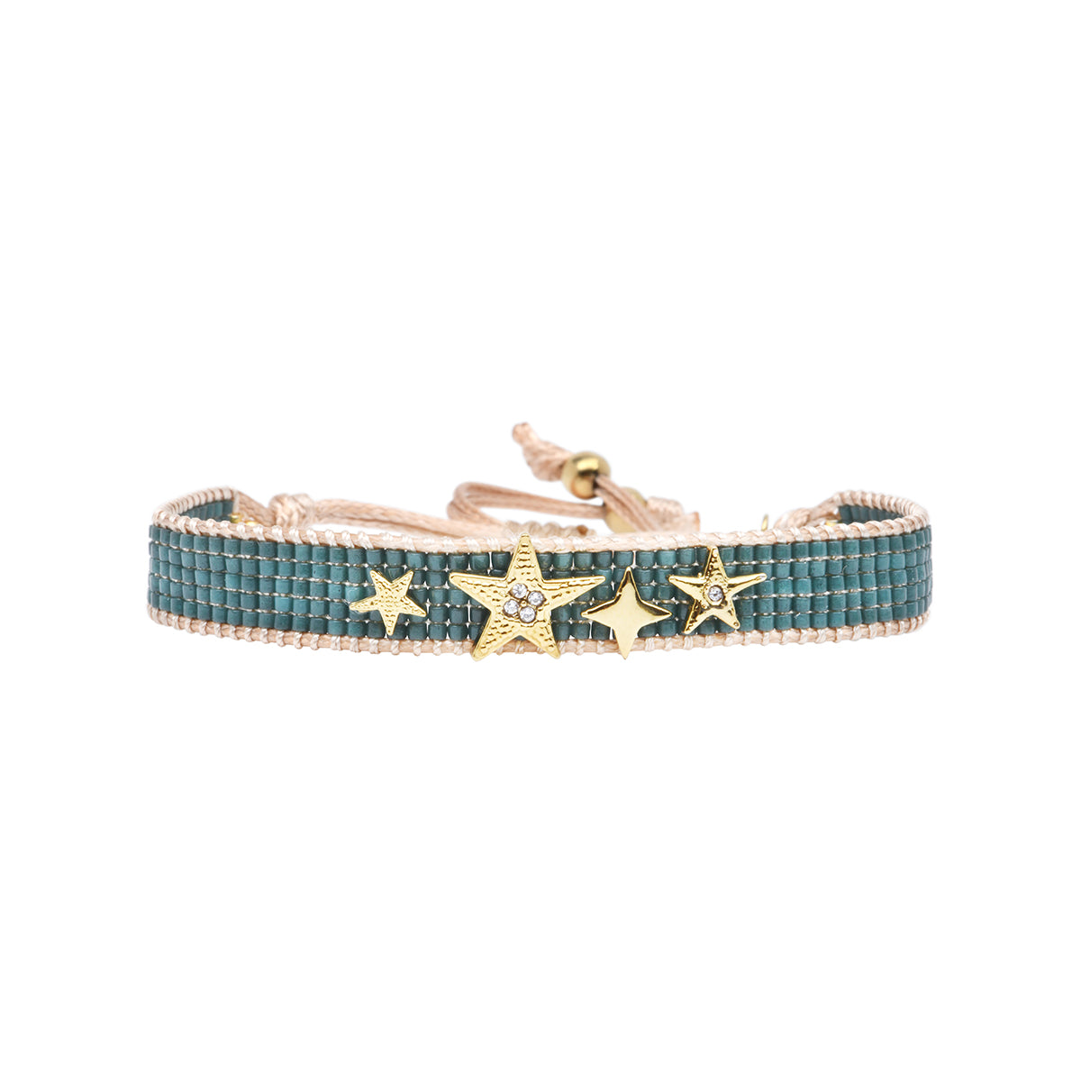 Miyuki bead bracelet in emerald green tones with stars – Belle Mais Pas Que