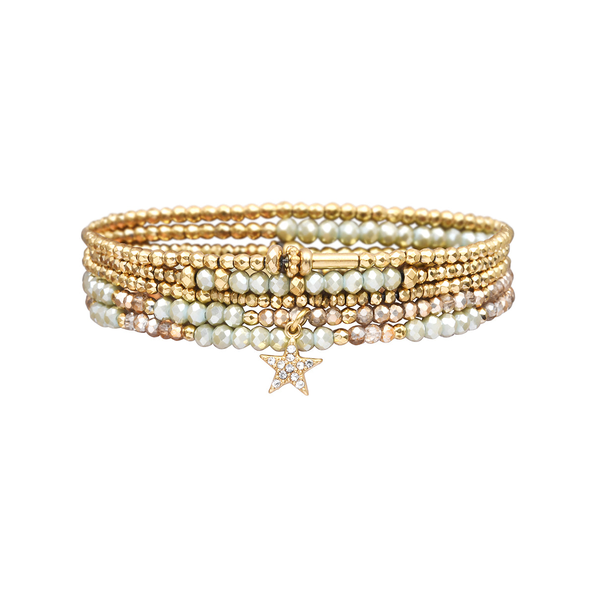 5-wrap bracelet in light grey tones with crystal beads – convertible necklace – Belle Mais Pas Que