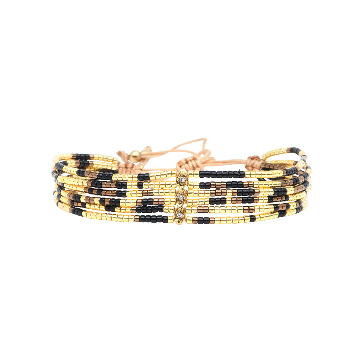 Handwoven Miyuki bead bracelet in black and brown tones – Belle Mais Pas Que
