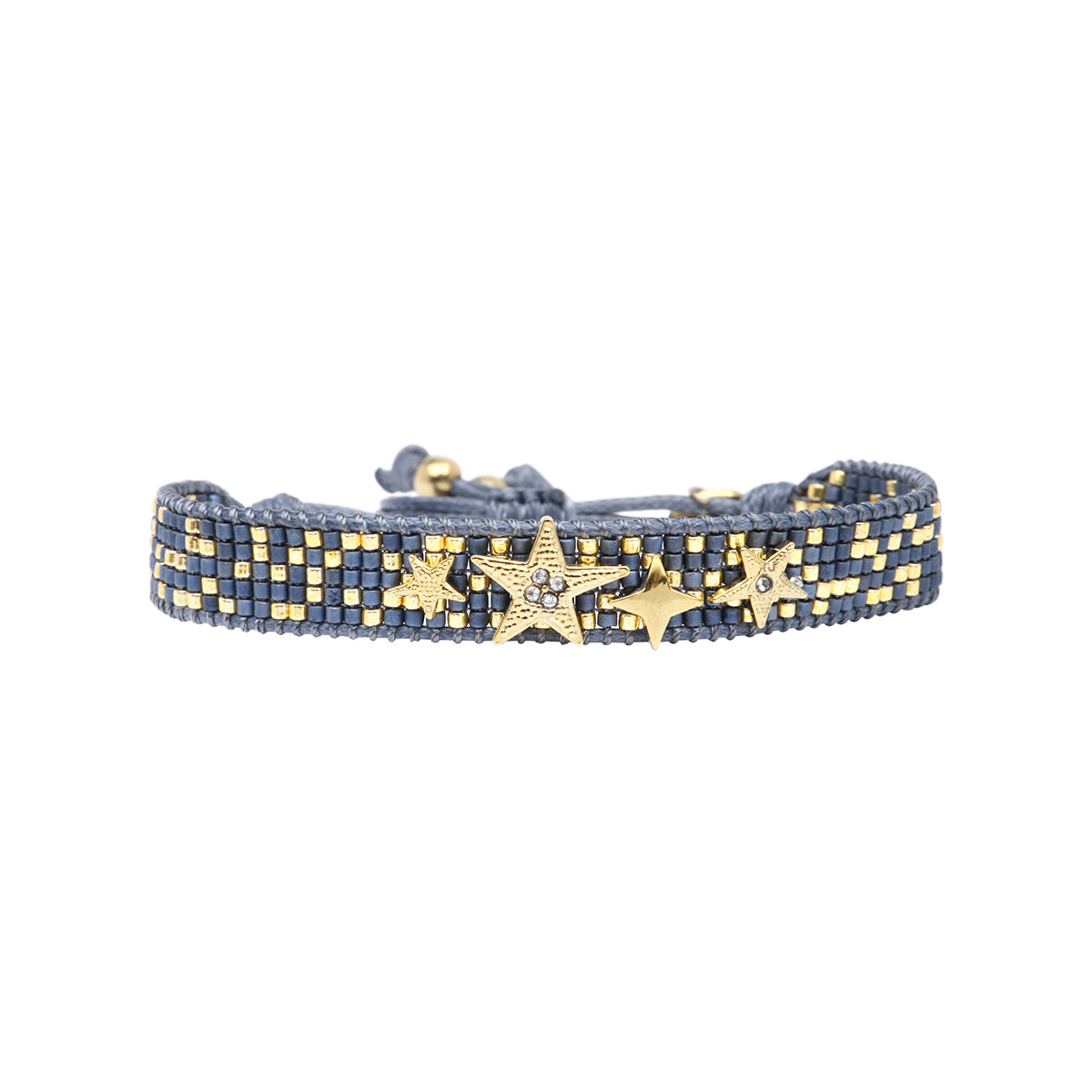 Miyuki bead bracelet in grey tones with stars – Belle Mais Pas Que
