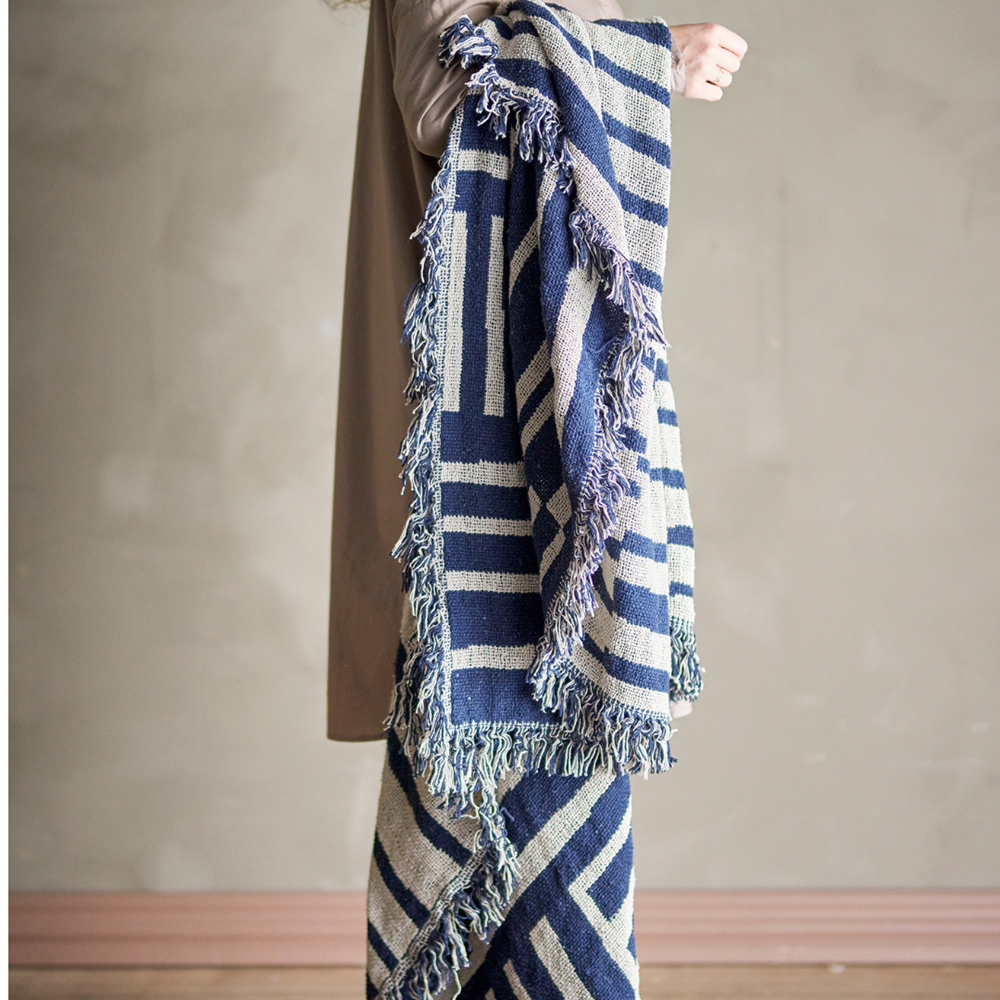 Frankie Throw, Blue, Recycled Cotton
