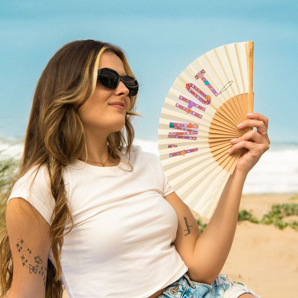 Hand Fan w/Gift Box ‘I'm hot’ beaded