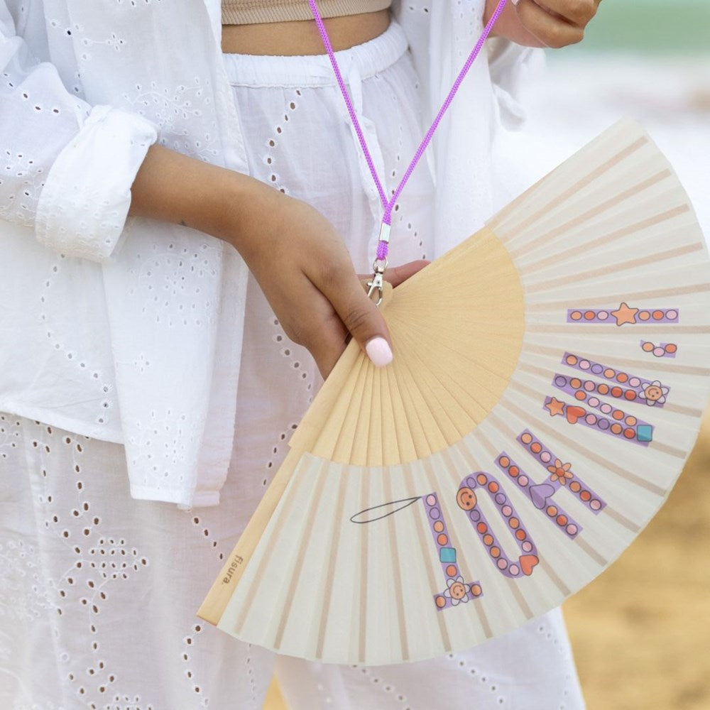 Hand Fan w/Gift Box ‘I'm hot’ beaded
