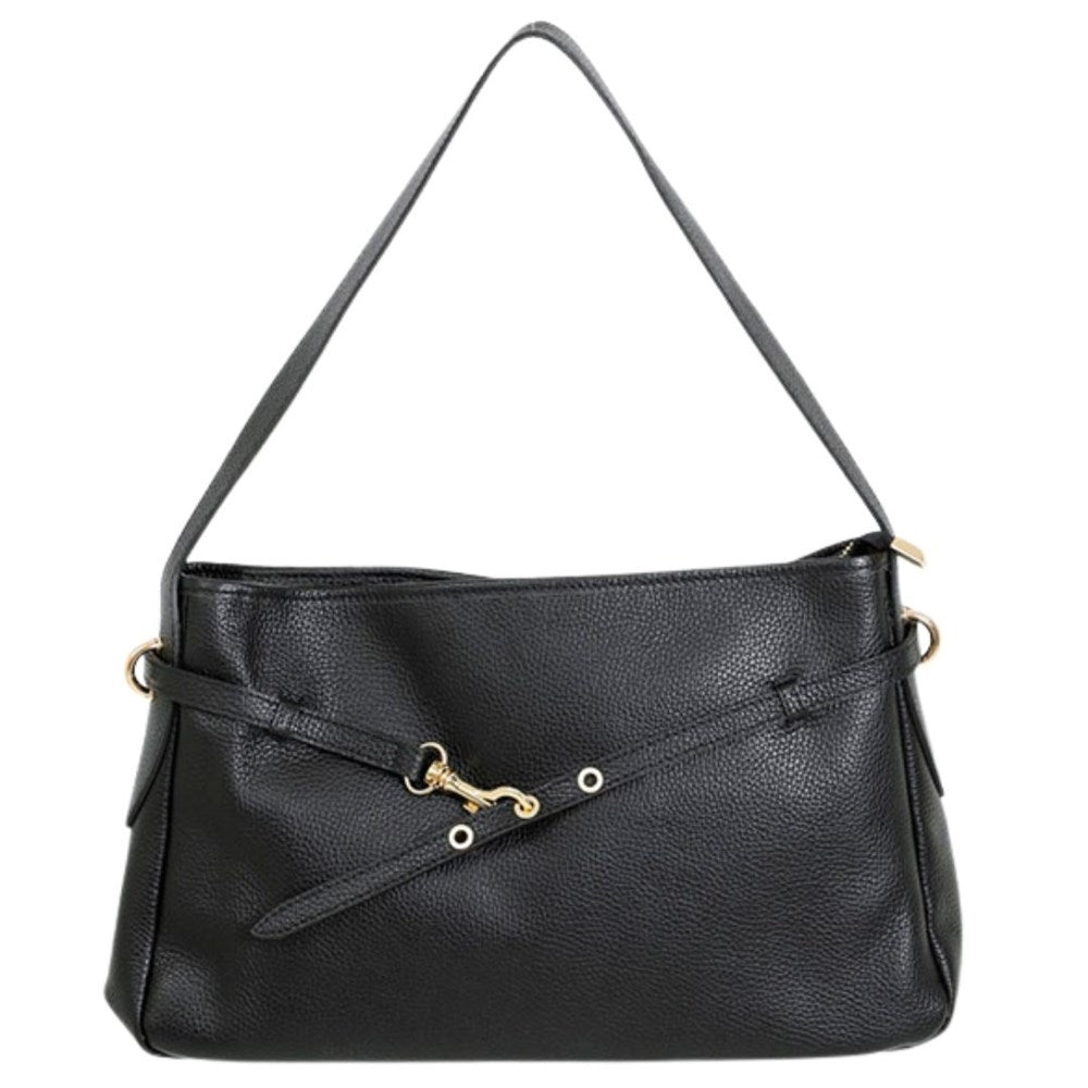 MAISON FANLI Victor leather shoulder bag in black