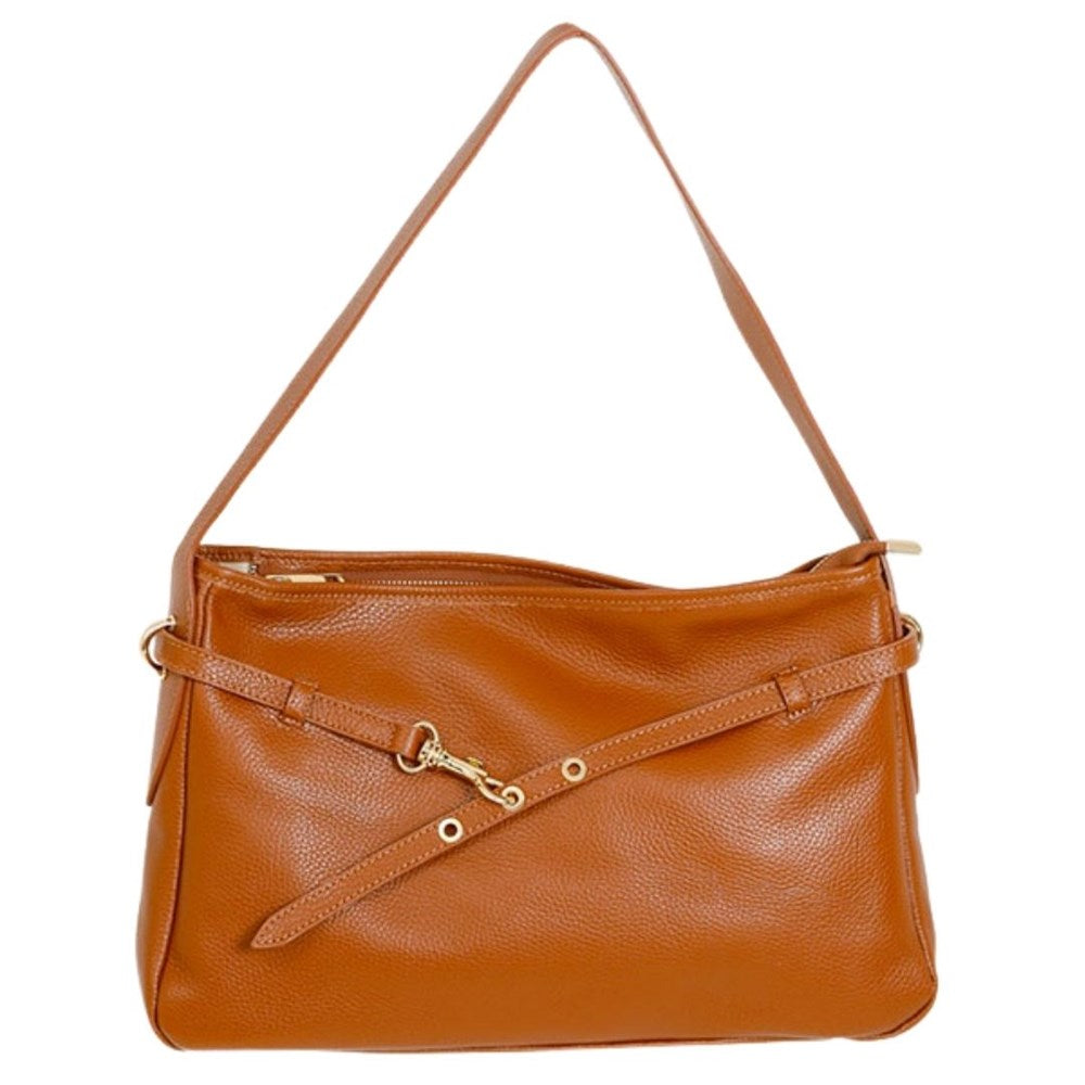 MAISON FANLI Victor leather shoulder bag in camel