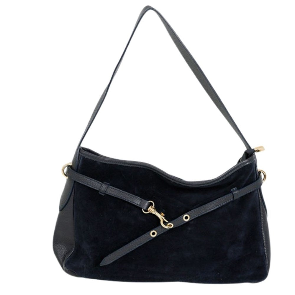 MAISON FANLI Victor suede shoulder bag in navy