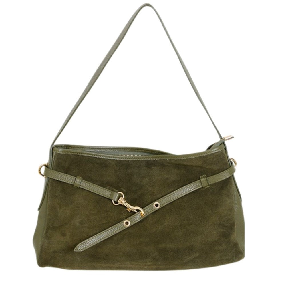  MAISON FANLI Victor suede shoulder bag in khaki