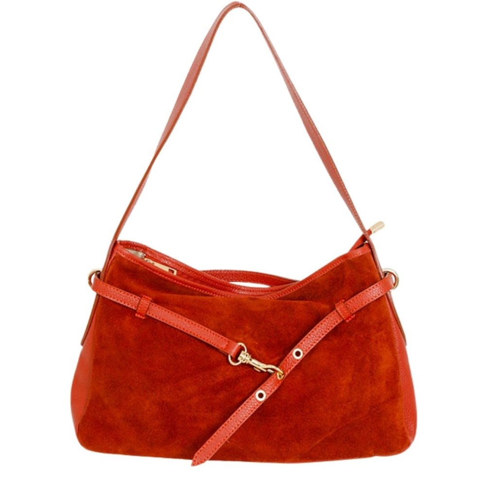 MAISON FANLI Victor suede shoulder bag in Rust