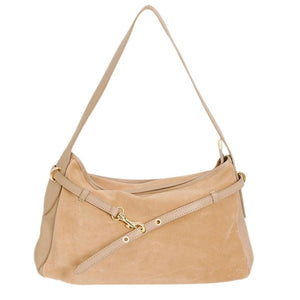MAISON FANLI Victor suede shoulder bag in Sand